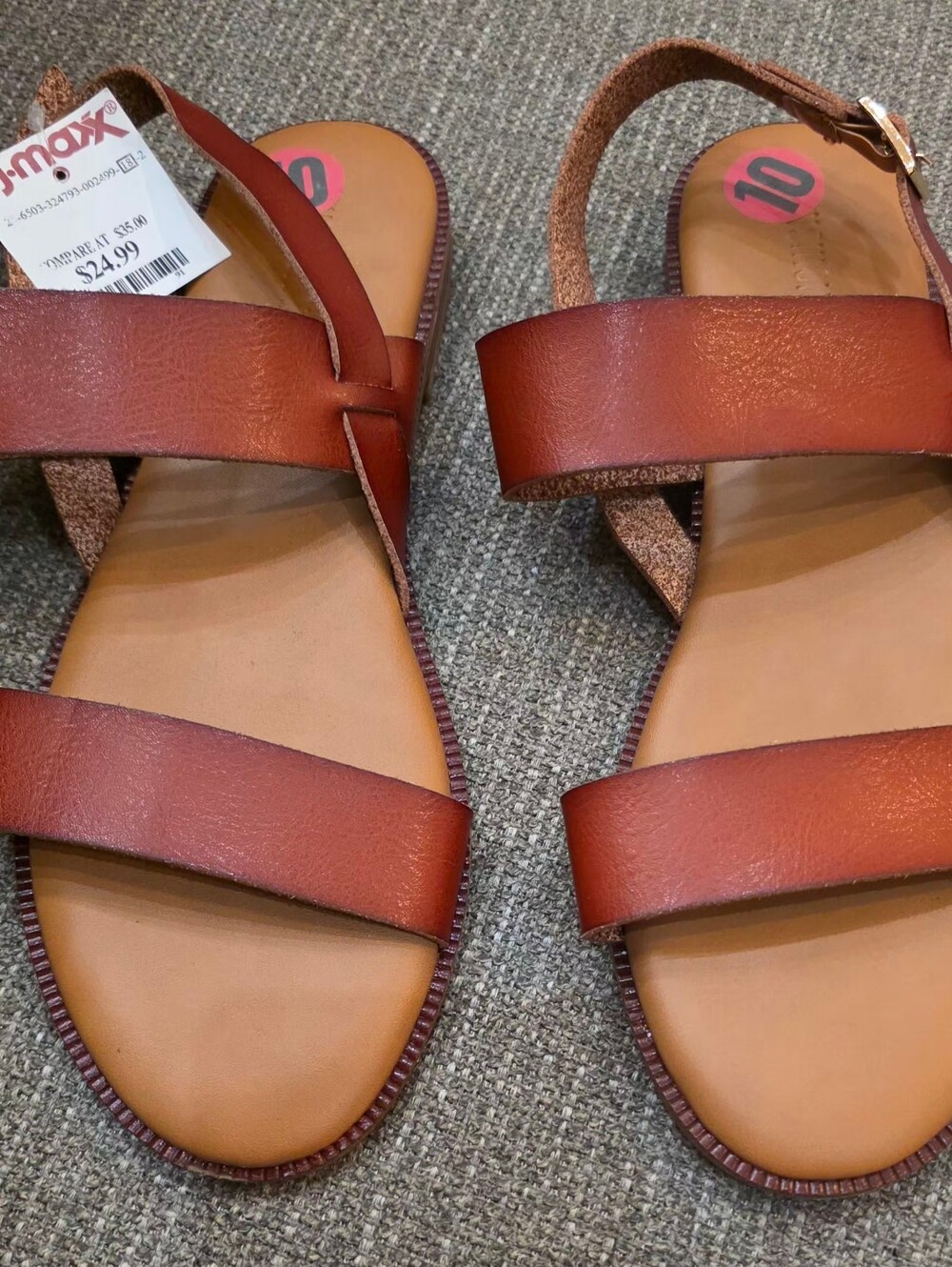 Women's Brown Double-Strap Leather Sandals